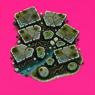 broken fragments, irregular arrangement