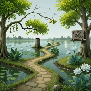 winding wilderness path at daylight