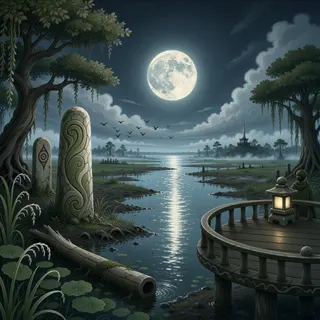 border overlook at moonlit night