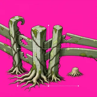 fence corner, damaged