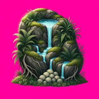 overgrown large boulder