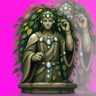 overgrown statue