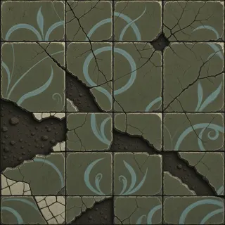 damaged dusty tiled floor