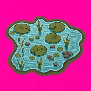 shallow puddle, sparse arrangement