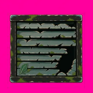 window shutter closed, damaged