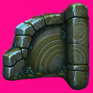 overgrown stone wall section