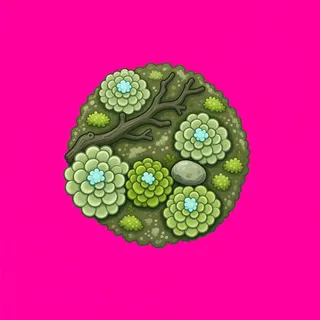lichen patch, clustered arrangement