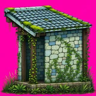 roof outer corner, overgrown
