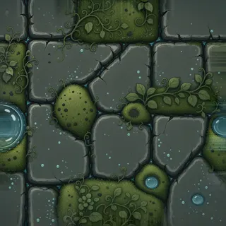 overgrown rough stone floor