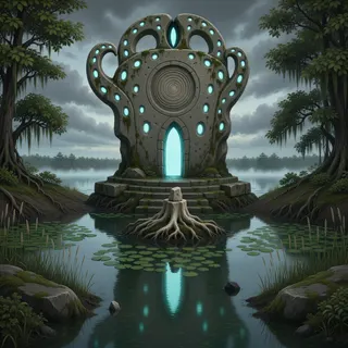 ancient landmark at overcast twilight