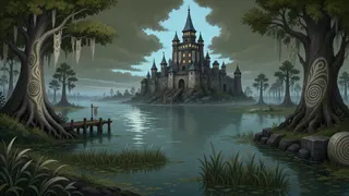 distant stronghold at dusk