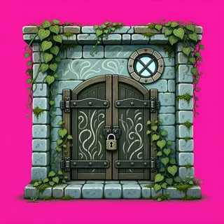 door locked, overgrown