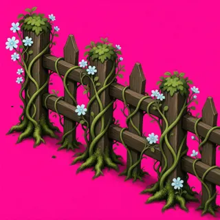 overgrown short fence