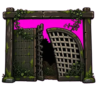 fence gate open, damaged