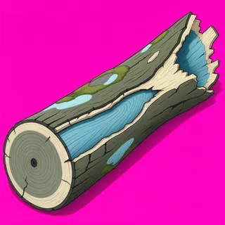 damaged fallen log