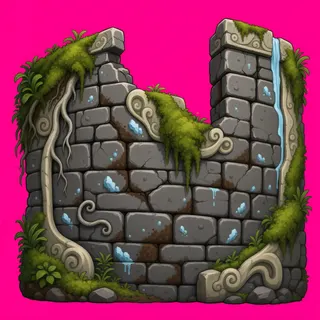 damaged stone wall section