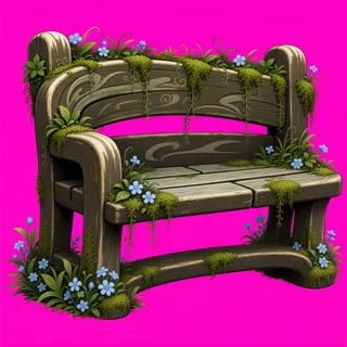 overgrown bench