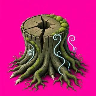 overgrown tree stump