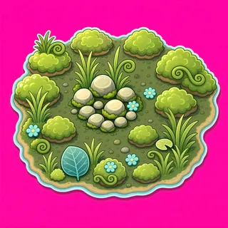 small moss patch, clustered arrangement