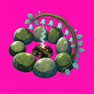 overgrown campfire ring