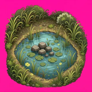 shallow puddle, clustered arrangement