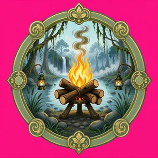 campfire, ornate design