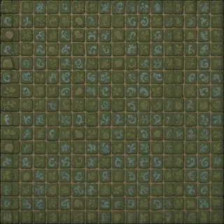 overgrown dusty tiled floor