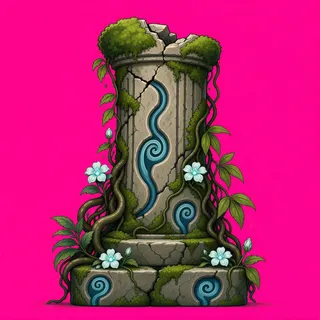 overgrown broken pillar