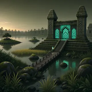 ancient landmark at dusk