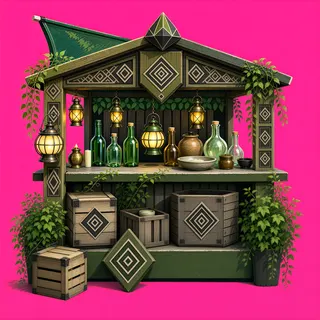overgrown market stall