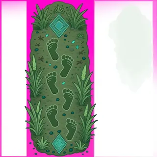 footprints, elongated arrangement