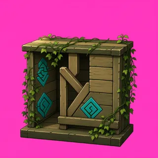 overgrown wooden crate