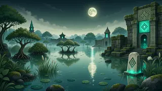 resource clearing at moonlit night