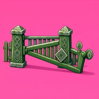 fence gate open, intact