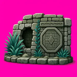 weathered stone wall section
