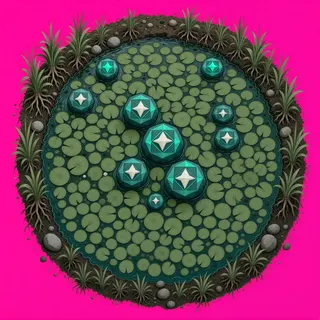scattered grit, dense arrangement