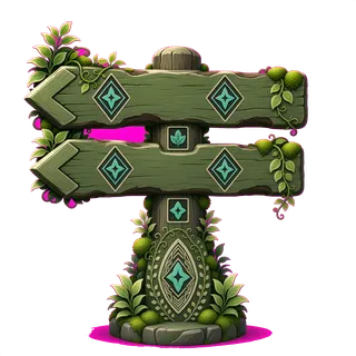 overgrown wayfinding sign without text