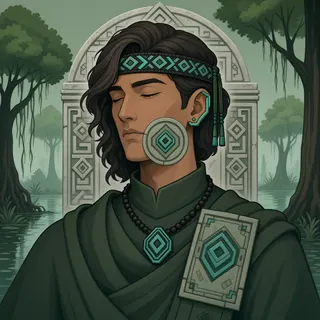 original adult artisan, calm expression