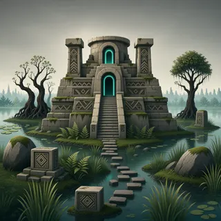ancient landmark at overcast twilight