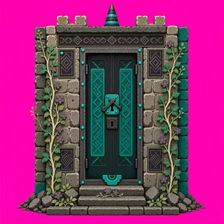 door locked, overgrown