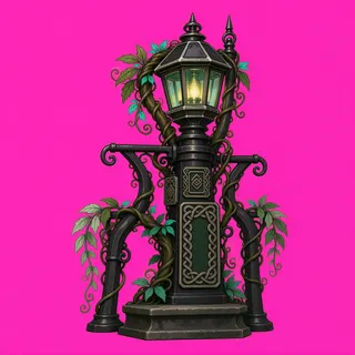 overgrown lantern post