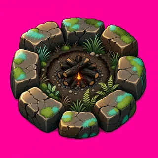 overgrown campfire ring