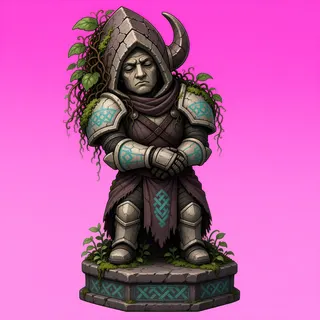 overgrown statue