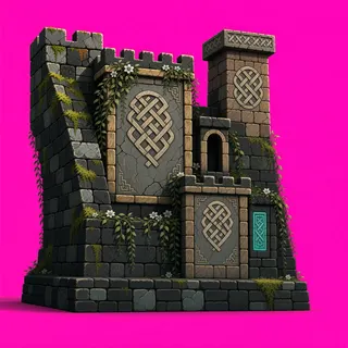 overgrown stone wall section