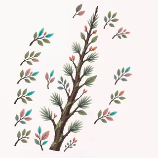 scattered twigs, elongated arrangement