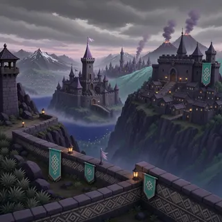 border overlook at overcast twilight