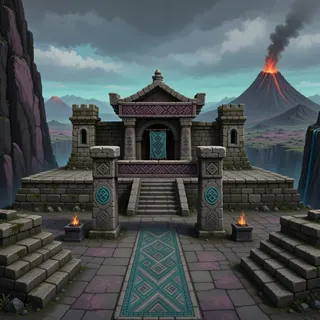 hidden shrine at stormy midday