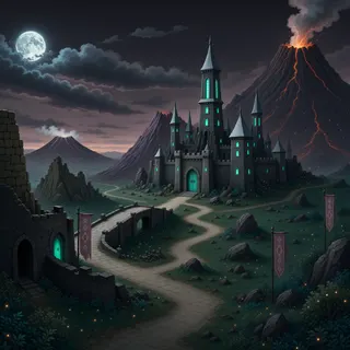 winding wilderness path at moonlit night
