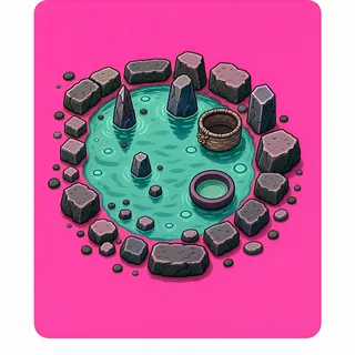 shallow puddle, sparse arrangement