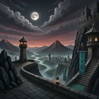 border overlook at moonlit night